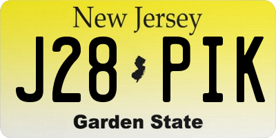NJ license plate J28PIK