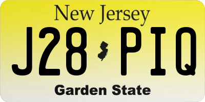 NJ license plate J28PIQ