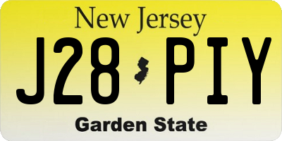 NJ license plate J28PIY