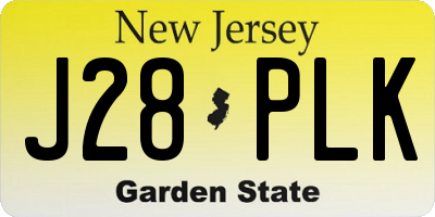 NJ license plate J28PLK