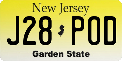 NJ license plate J28POD