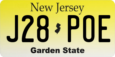 NJ license plate J28POE