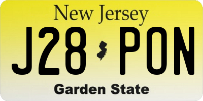 NJ license plate J28PON
