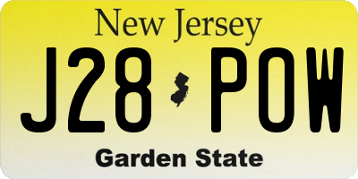 NJ license plate J28POW
