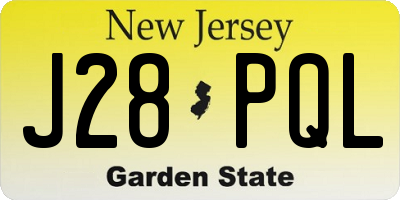 NJ license plate J28PQL