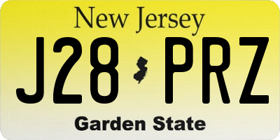 NJ license plate J28PRZ