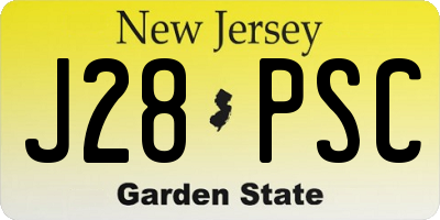 NJ license plate J28PSC