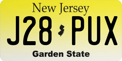 NJ license plate J28PUX