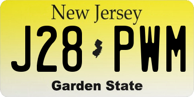 NJ license plate J28PWM