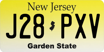 NJ license plate J28PXV