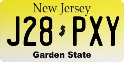 NJ license plate J28PXY