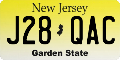 NJ license plate J28QAC
