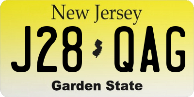 NJ license plate J28QAG
