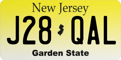 NJ license plate J28QAL