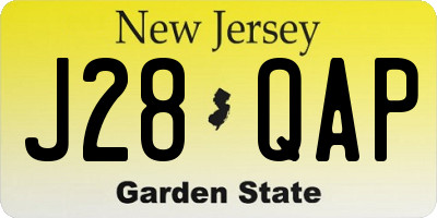 NJ license plate J28QAP