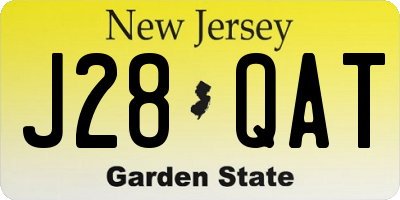 NJ license plate J28QAT
