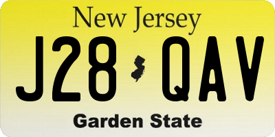 NJ license plate J28QAV