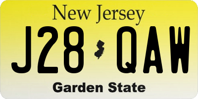 NJ license plate J28QAW