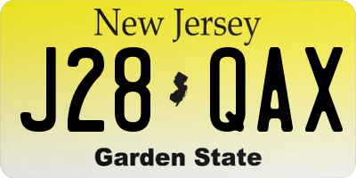 NJ license plate J28QAX