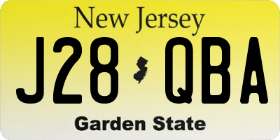 NJ license plate J28QBA