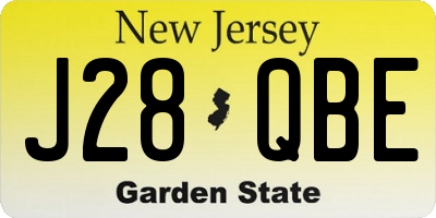 NJ license plate J28QBE