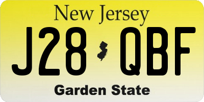 NJ license plate J28QBF
