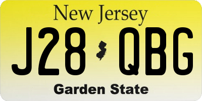NJ license plate J28QBG
