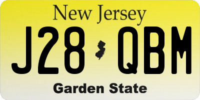 NJ license plate J28QBM