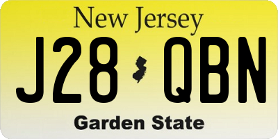 NJ license plate J28QBN