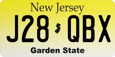 NJ license plate J28QBX