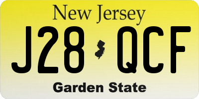 NJ license plate J28QCF