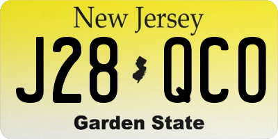 NJ license plate J28QCO