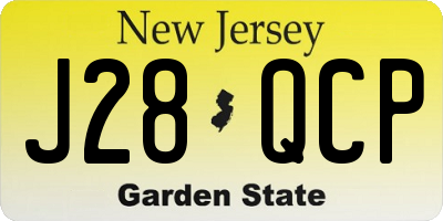 NJ license plate J28QCP