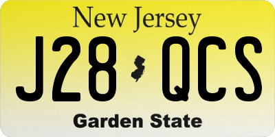 NJ license plate J28QCS
