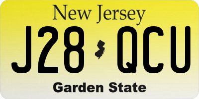 NJ license plate J28QCU