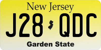 NJ license plate J28QDC