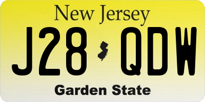 NJ license plate J28QDW