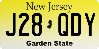 NJ license plate J28QDY