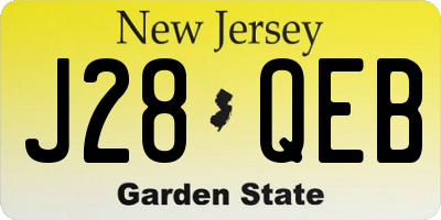 NJ license plate J28QEB