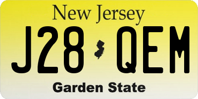 NJ license plate J28QEM