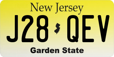 NJ license plate J28QEV
