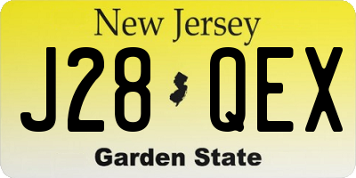 NJ license plate J28QEX