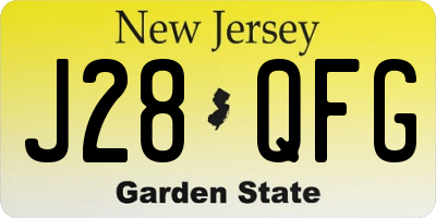 NJ license plate J28QFG