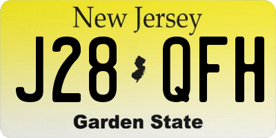 NJ license plate J28QFH