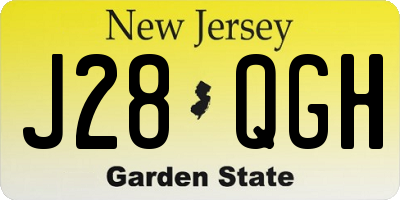 NJ license plate J28QGH