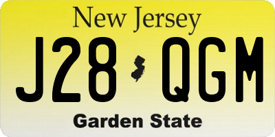 NJ license plate J28QGM