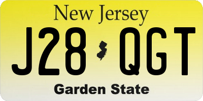 NJ license plate J28QGT