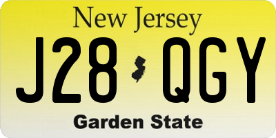 NJ license plate J28QGY