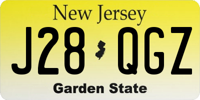 NJ license plate J28QGZ