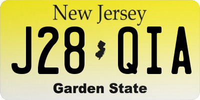 NJ license plate J28QIA